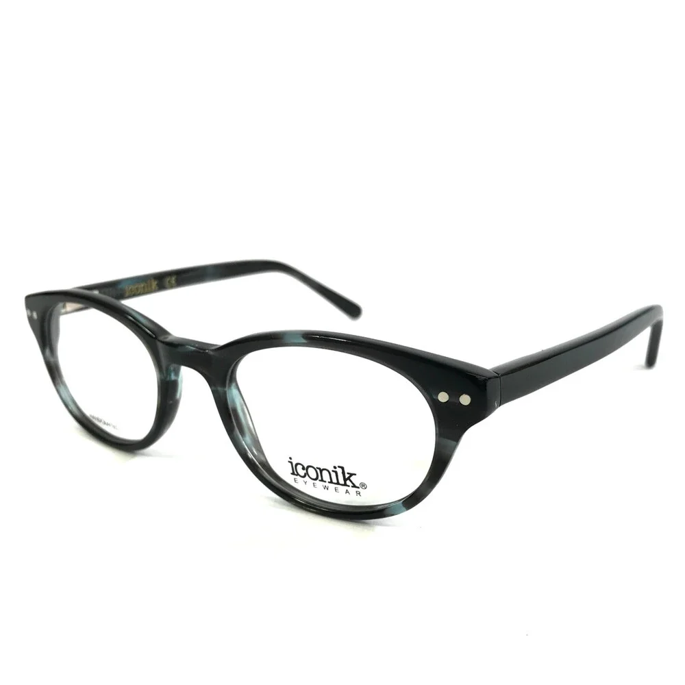 Iconik Eyewear Eyeglasses Frames Olivia C02 Black Blue Horn Full Rim 47-19-140